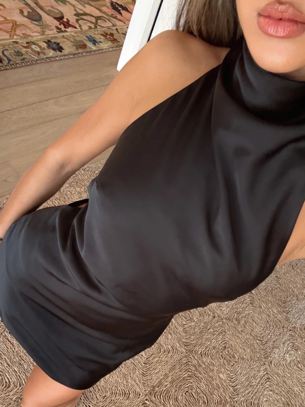 Just Small Talk Halter Mini Dress, size small, in black from White Fox Boutique